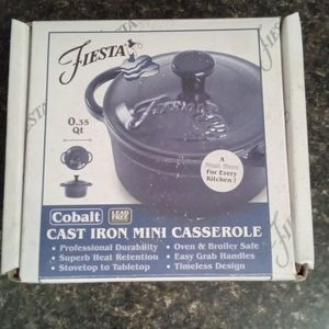 NIB Available Fiesta O.35 Cast Iron Mini Casserole Blue